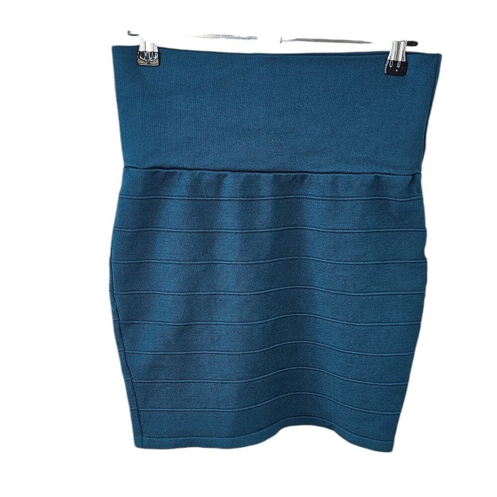 Cherry K USA Womens Bodycon Wide Waistband Mini Skirt, Teal, Size Large